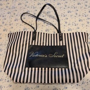 Victoria's Secret Black and White Striped Tote Bag